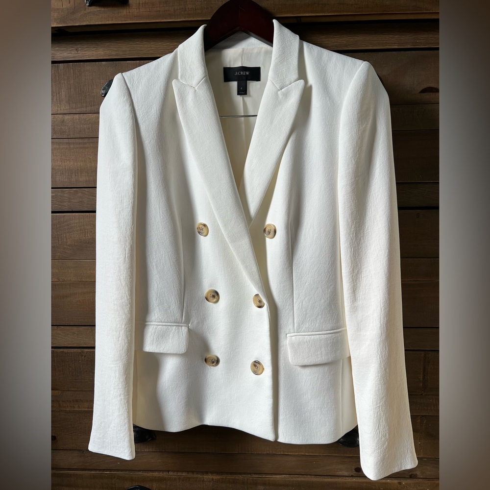 J.Crew Crepe Double Breasted Blazer 6 Winter White